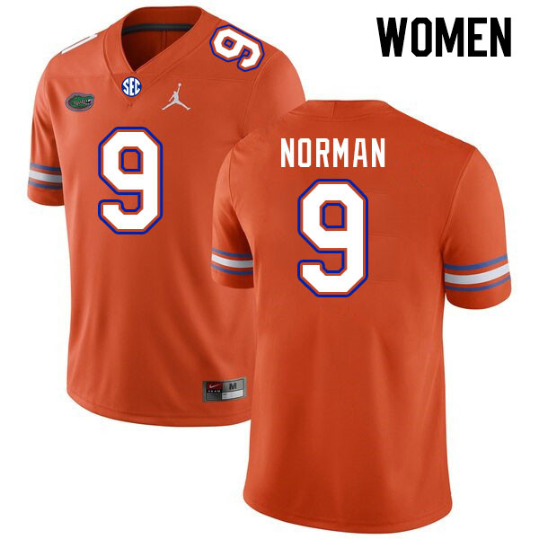 Women #9 Will Norman Florida Gators College Football Jerseys Stitched-Orange